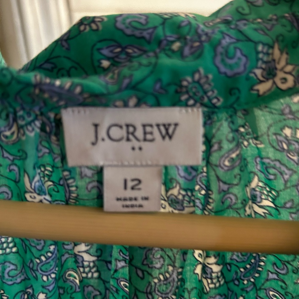 J. Crew Green Floral Long Sleeve Dress - Picture 6 of 6